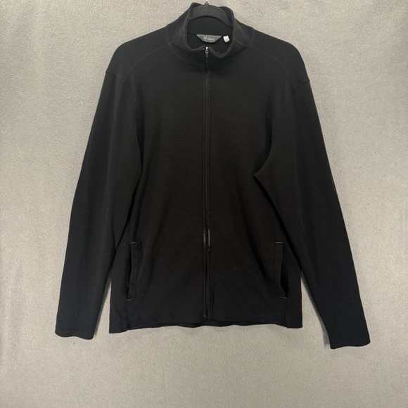 Ibex Sweater Jacket Mens Size L Black 100% Rambouillet Wool Full Zip USA READ - Picture 1 of 11